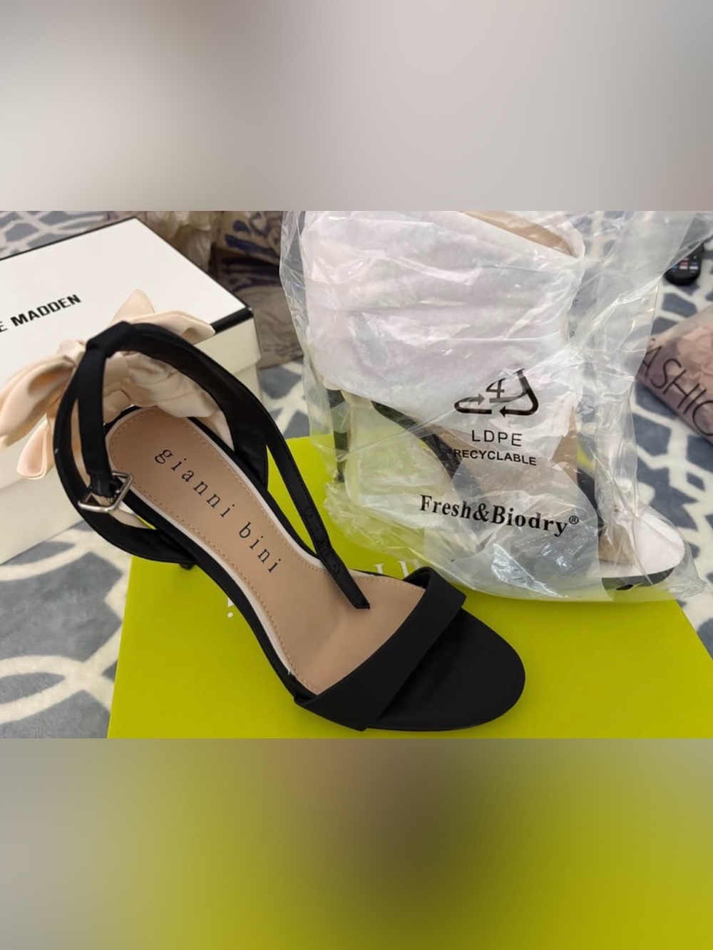 Gianni Bini Black Open-Toe Ankle Strap Heels
